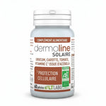 Flacon Dermoline Solaire Bio en gélules sur fond blanc studio