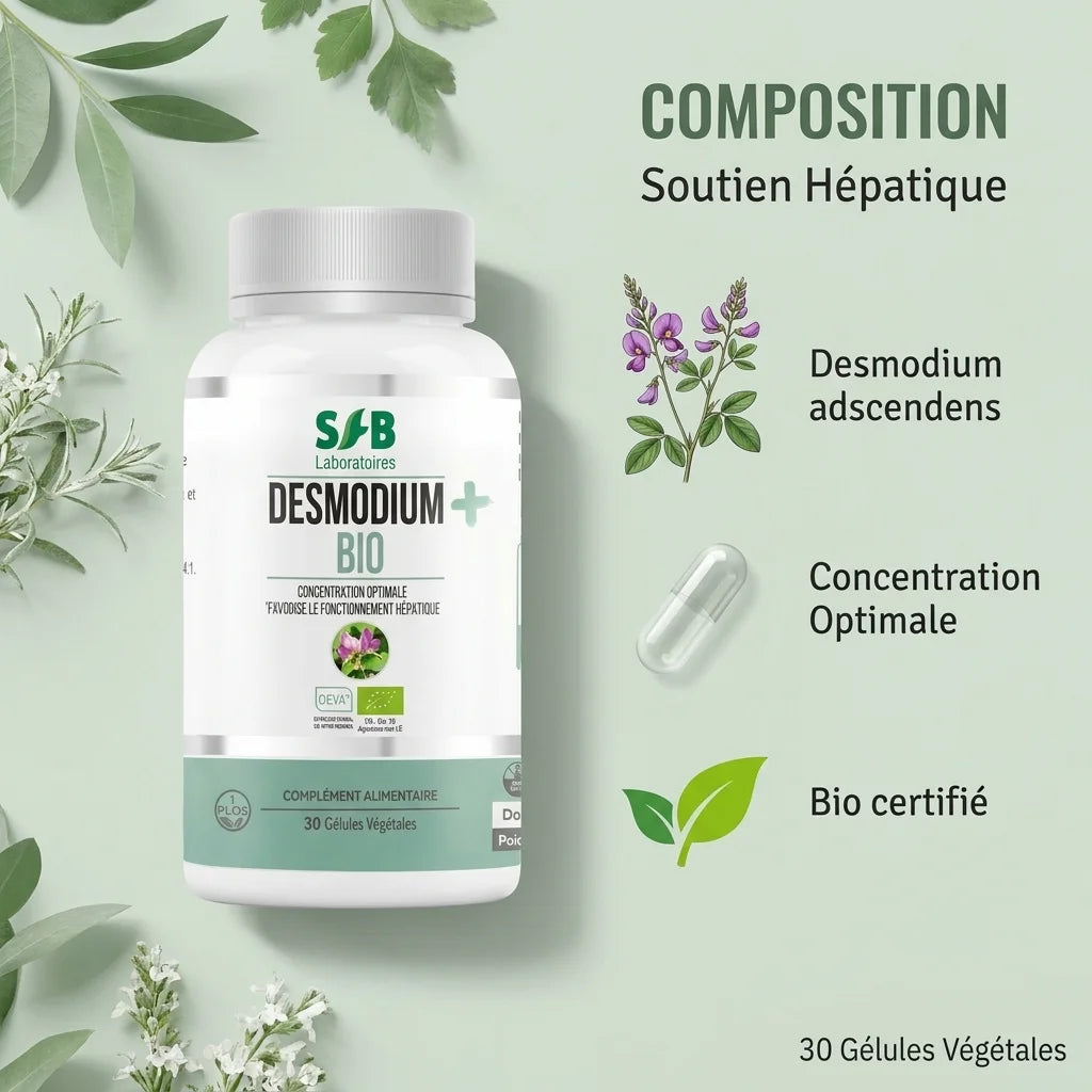 Desmodium Plus Bio gélules SFB avec composition botanique et certification bio