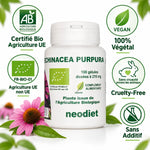 Echinacea 210mg Bio 100 gélules Vital Osmose certifié AB avec badges vegan et cruelty-free