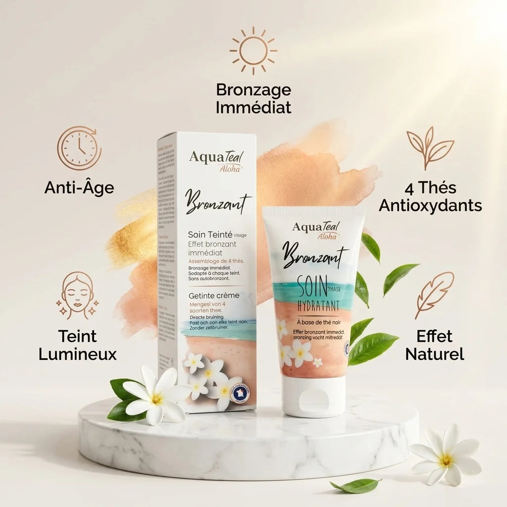 Aquatéal Bronzant soin visage anti-âge avec bénéfices : bronzage immédiat, anti-âge et teint lumineux