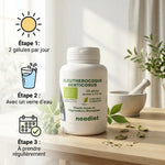 Éleutherocoque bio en gélules Neodiet avec dosage : 2 gélules par jour avec eau