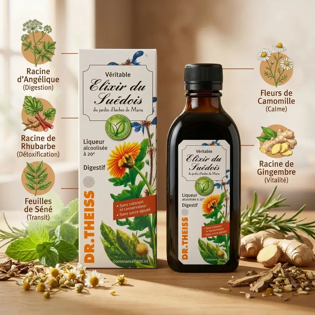 Elixir du Suédois 20° Dr Theiss avec ingrédients naturels - Digestion, détoxification et vitalité