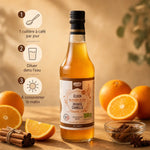 Élixir Orange-Cannelle bio : bouteille de vinaigre avec orange et cannelle, mode d'emploi