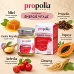 Pot Énergie Vitale Propolia avec miel, propolis, gelée royale, acérola, ginseng et papaye