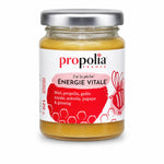 Pot Propolia Energie Vitale en verre avec couvercle métal sur fond blanc