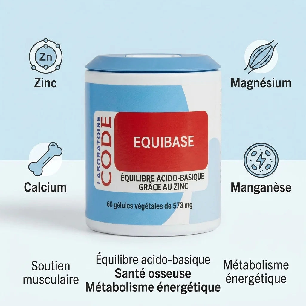 Équibase gélules végétales - Complément alimentaire Laboratoire Code avec zinc, calcium, magnésium et manganèse