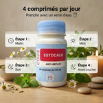 Estocalm 60 comprimés anti-reflux avec guide posologie 4 comprimés par jour et éléments naturels