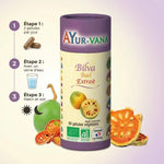 Bouteille Extrait Bilva Bio Ayurvana avec dosage en gélules, 2 par jour matin et soir