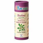 Bouteille Extrait Brahmi Bacopa Monnieri vegan 60 gélules Ayurvana sur fond blanc