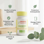 Complément cranberry bio vegan gélules Graine Sauvage avec bénéfices santé urinaire et antioxydants