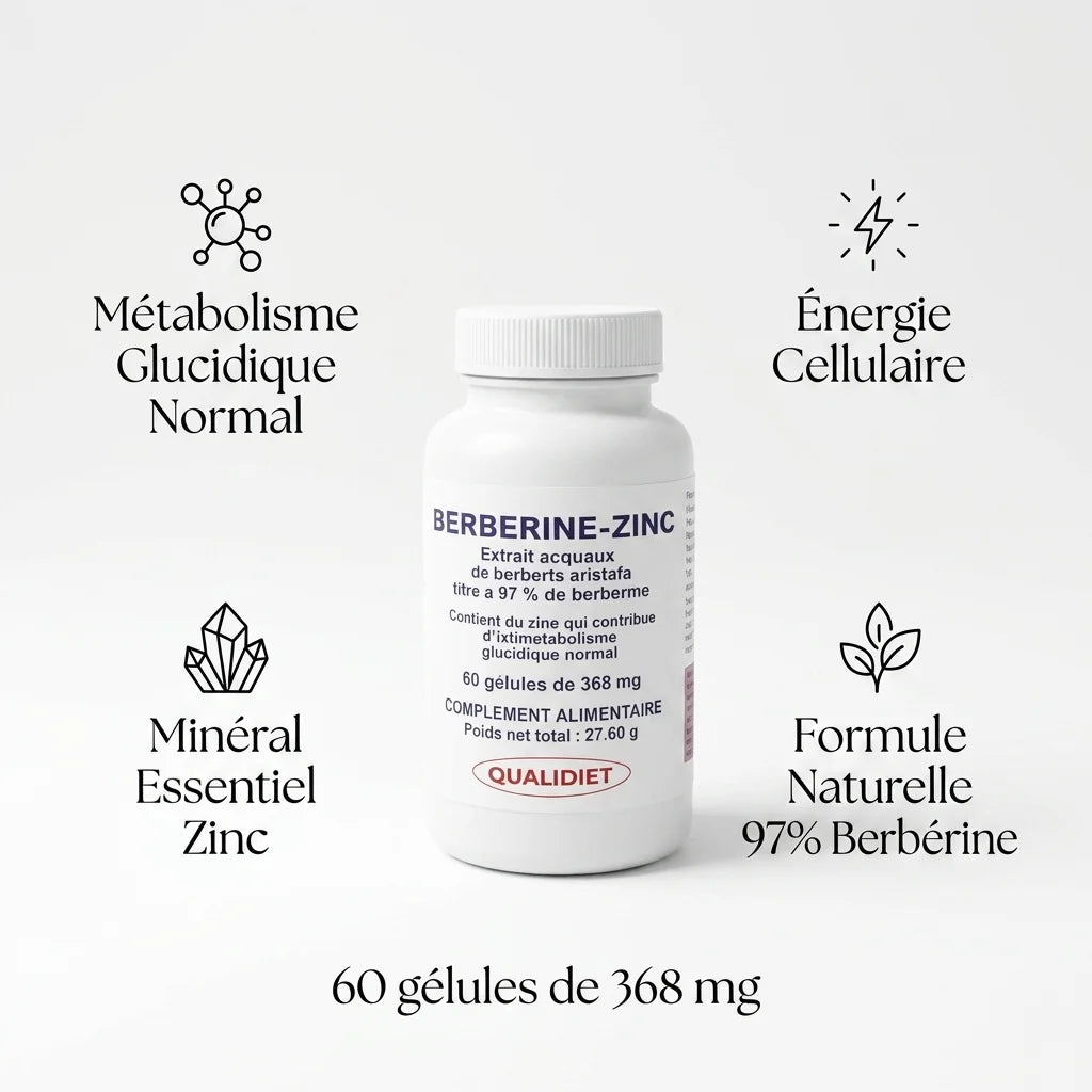 Berberis Aristata et zinc en gélules 60 capsules avec bénéfices métabolisme et énergie