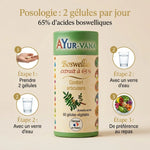 Boswellia Serrata vegan Ayurvana - posologie 2 gélules par jour avec infographie dosage