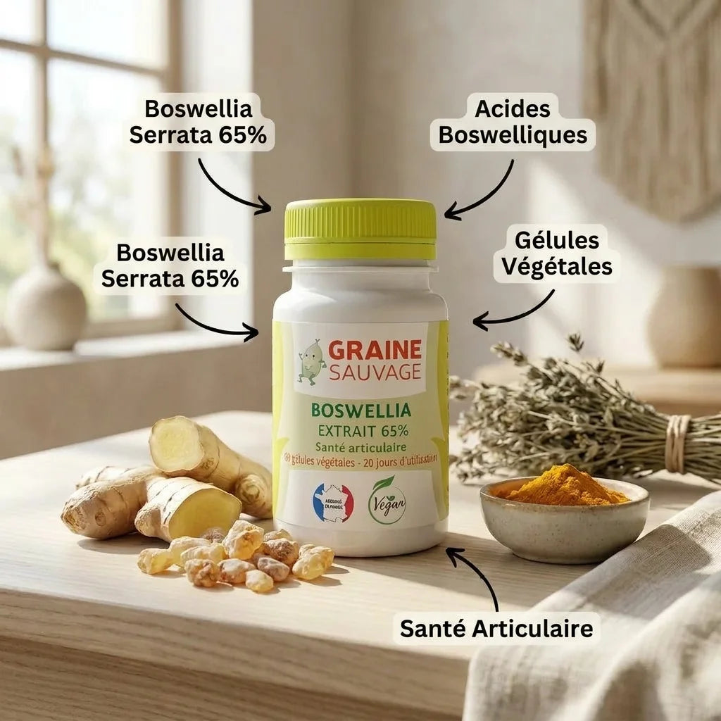 Boswellia Extract vegan en gélules avec ingrédients naturels pour santé articulaire