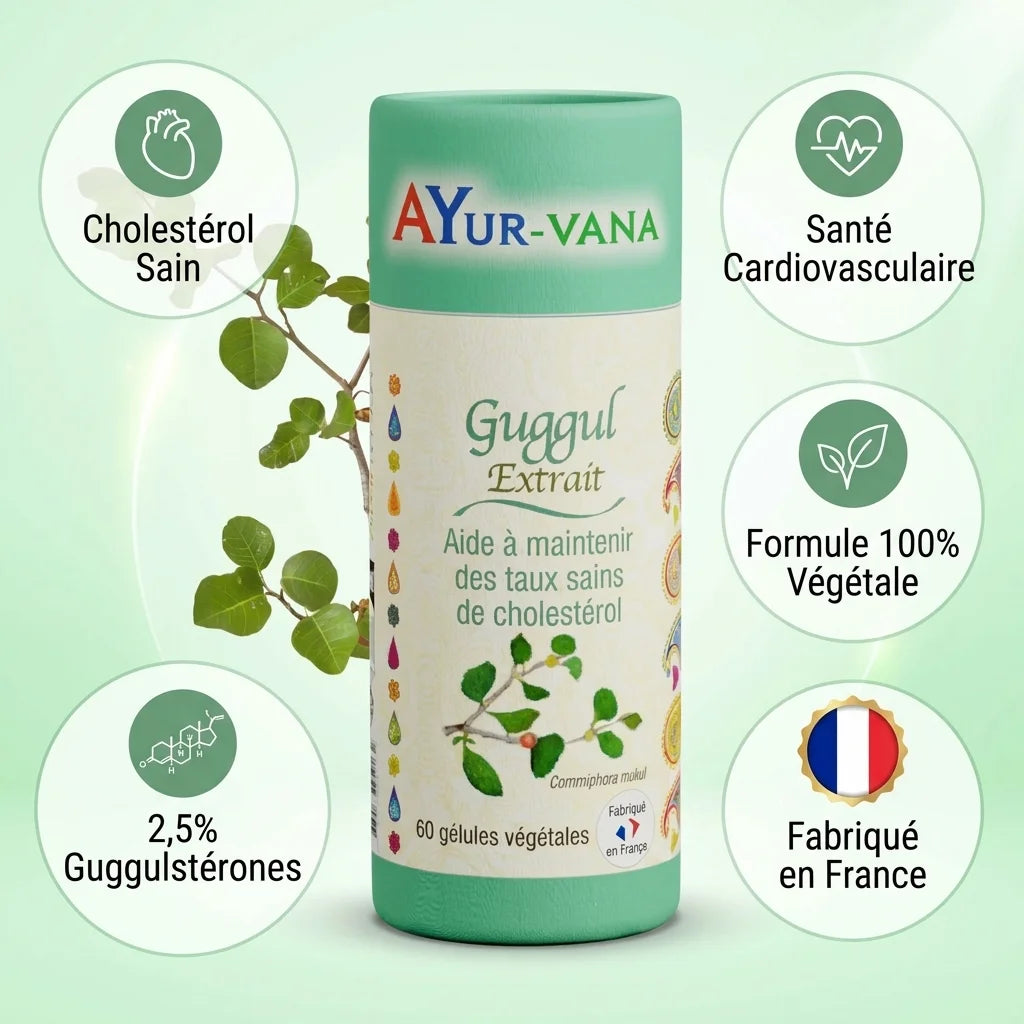 Extrait de Guggul vegan Ayurvana - gélules 100% végétal pour cholestérol et santé cardiovasculaire