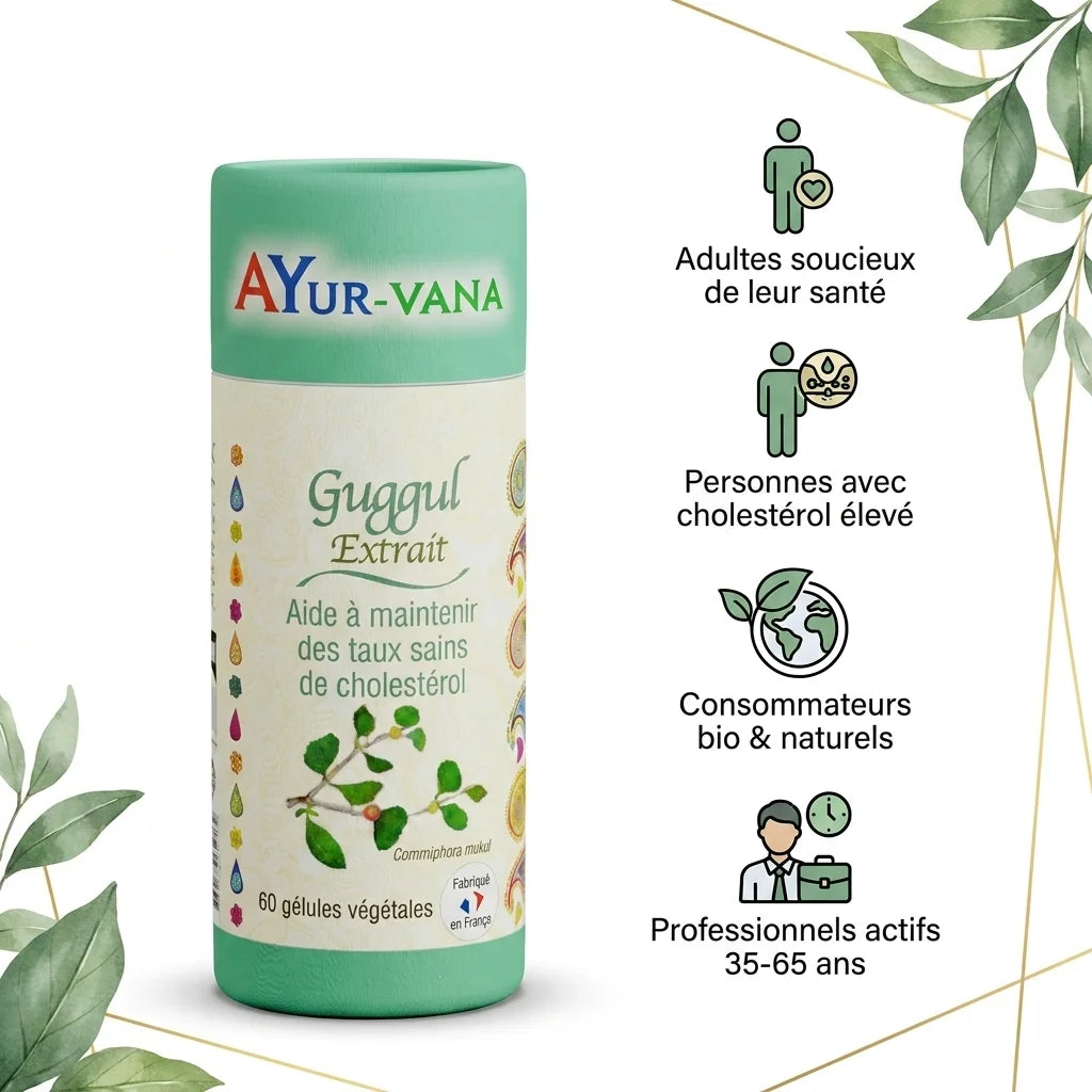 Gélules Extrait de Guggul Ayur-Vana vegan pour cholestérol naturel et équilibre lipidique