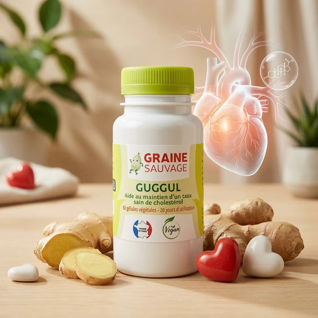 Extrait de Guggul vegan en gélules pour la santé cardiovasculaire et l'équilibre du cholestérol