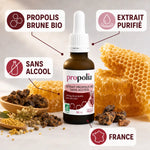 Extrait de propolis brune bio sans alcool Propolia avec ingrédients naturels et miel