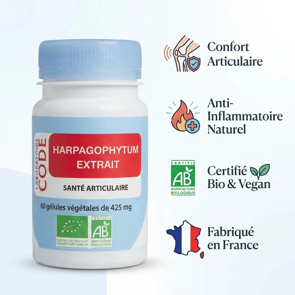 Harpagophytum Bio vegan en gélules avec bénéfices articulaires et anti-inflammatoires naturels