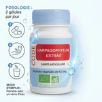 Gélules Harpagophytum bio vegan avec posologie 2 gélules par jour et mode d'emploi