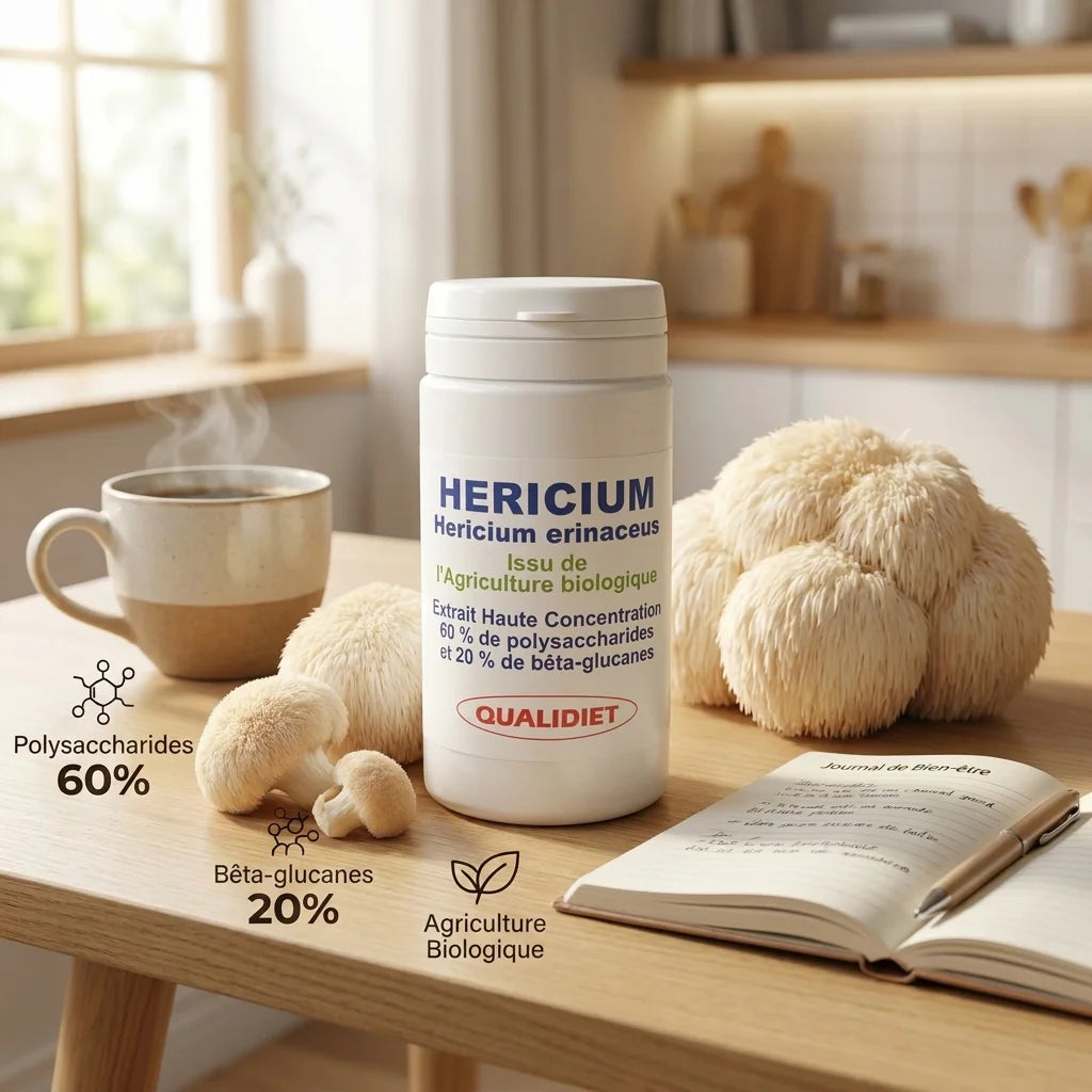 Extrait Hericium Bio en gélules Qualidiet avec champignons et ingrédients naturels