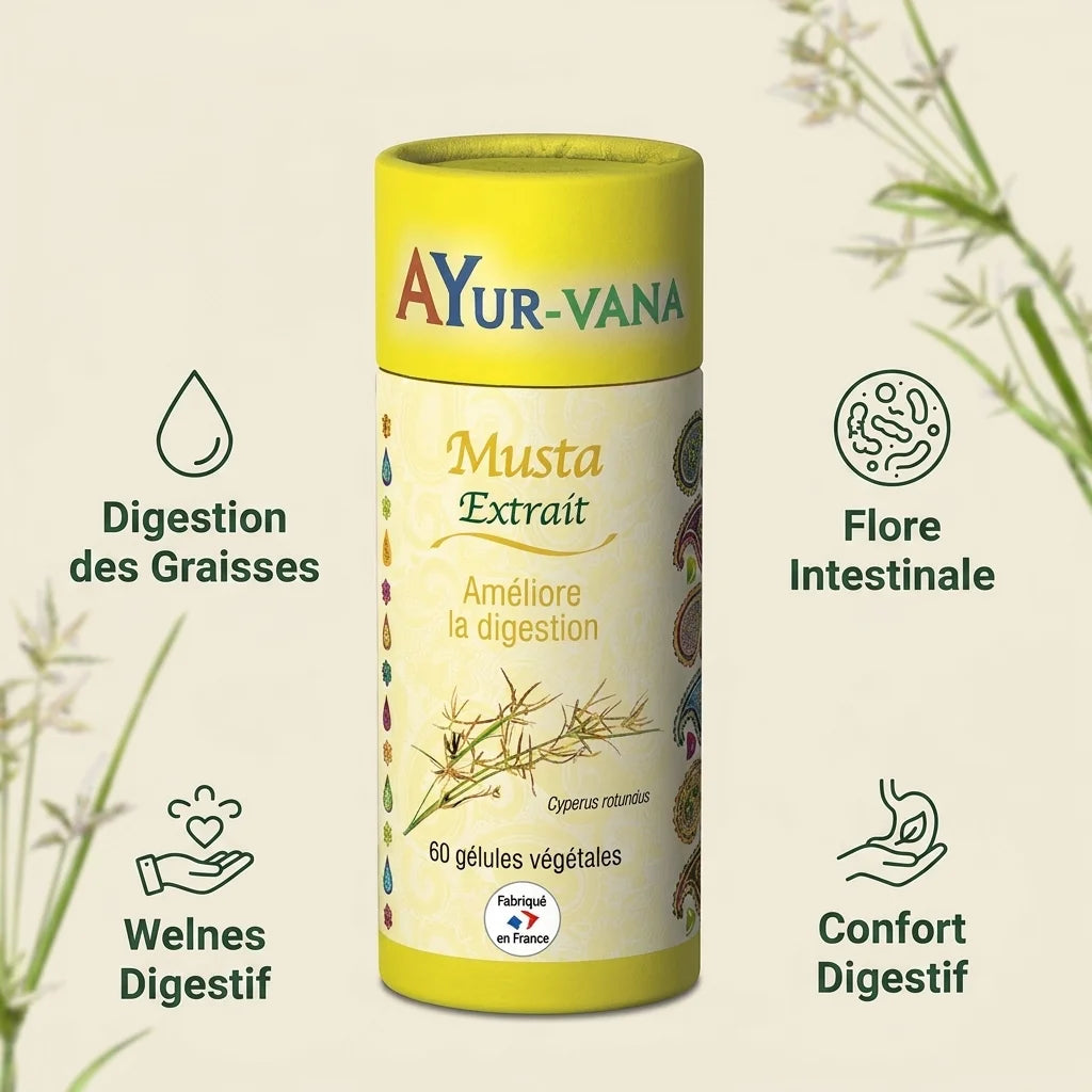 Extrait Musta Ayurvana en gélules - digestion, flore intestinale et confort digestif