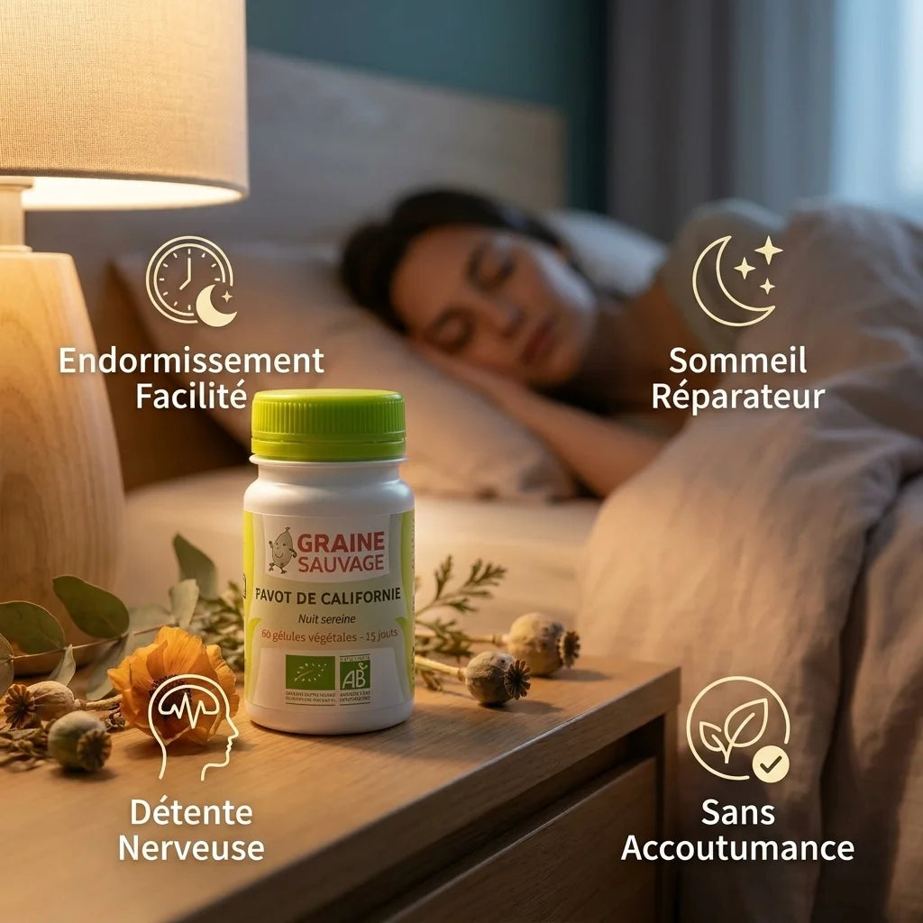 Gélules Pavot de Californie Bio avec bénéfices sommeil réparateur et détente nerveuse