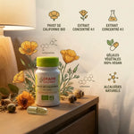 Extrait Pavot de Californie Bio vegan en gélules, bouteille Graine Sauvage avec fleurs et molécules