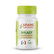 Bouteille de gélules Shilajit vegan Graine Sauvage avec bouchon vert anis sur fond blanc