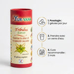 Extrait Tribulus vegan Ayurvana en gélules avec posologie 2 gélules par jour, cure 3 mois recommandée