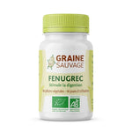 Flacon de Fenugrec bio en gélules Graine Sauvage avec bouchon vert citron sur fond blanc