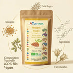 Fenugrec Bio poudre AYur-Vana avec ingrédients naturels, 100% bio et vegan en packaging kraft