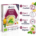 Sachets ferment kéfir d'eau bio Yalacta avec guide préparation 48h et ingrédients naturels