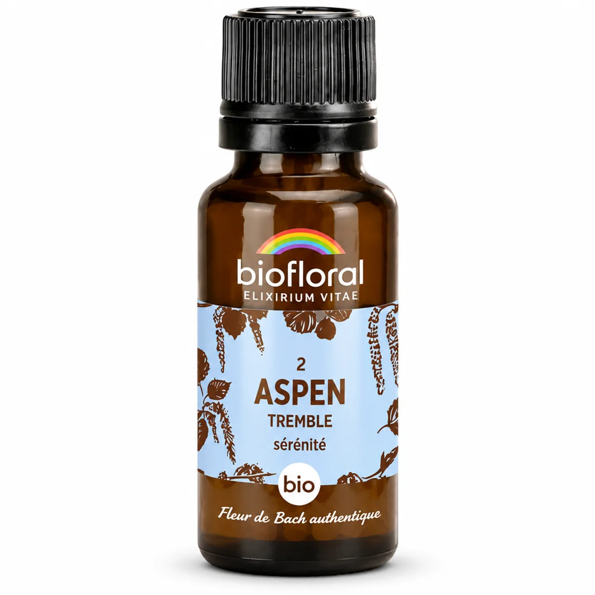 Fleur de Bach Aspen Bio granules 19,5g Biofloral bouteille verre ambré