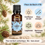 Fleur de Bach Larch (Mélèze) Bio en granules 19,5 g Biofloral, avec icônes confiance en soi, espoir et légitimité