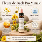 Fleurs de Bach Bio Mimule en compte-gouttes avec fleurs jaunes et ingrédients naturels