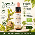 Fleurs de Bach Bio Noyer élixir floral en compte-gouttes, bouteille verre brun certifiée bio