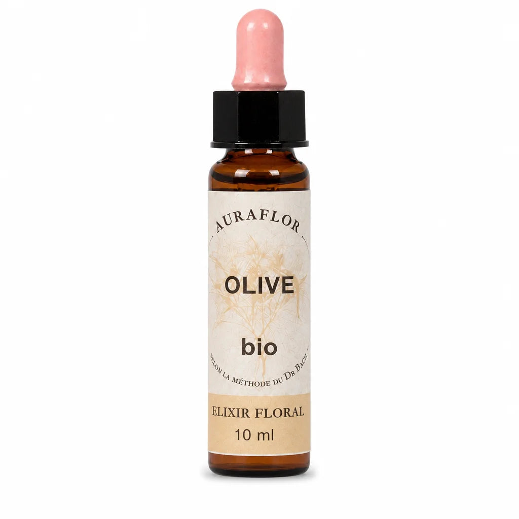 Fleurs de Bach Bio Olivier en compte-gouttes 10ml Auraflor, flacon verre ambré