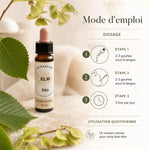 Fleurs de Bach Bio Orme en compte-gouttes avec mode d'emploi et dosage 2-3 gouttes sous la langue