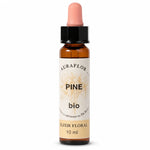 Flacon compte-gouttes 10ml Fleurs de Bach Pin Sylvestre bio Auraflor fond blanc