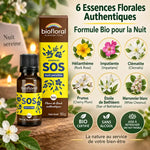 Fleurs de Bach SOS Nuit Bio granules Biofloral - 6 essences florales authentiques en packaging