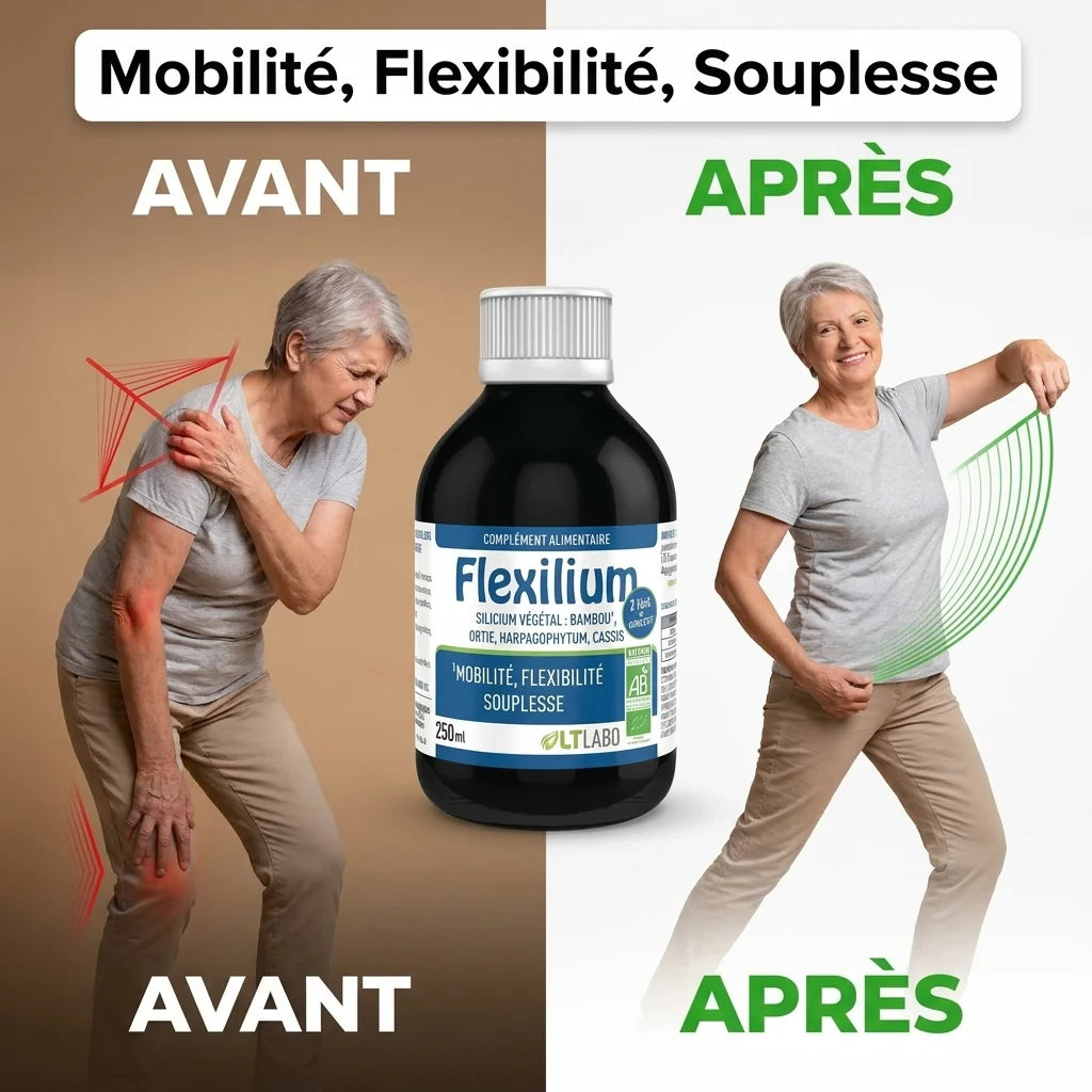 Flexilium bio vegan avant après : mobilité et flexibilité articulaire améliorées