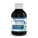 Flacon Flexilium buvable bio et vegan avec certification biologique sur fond blanc