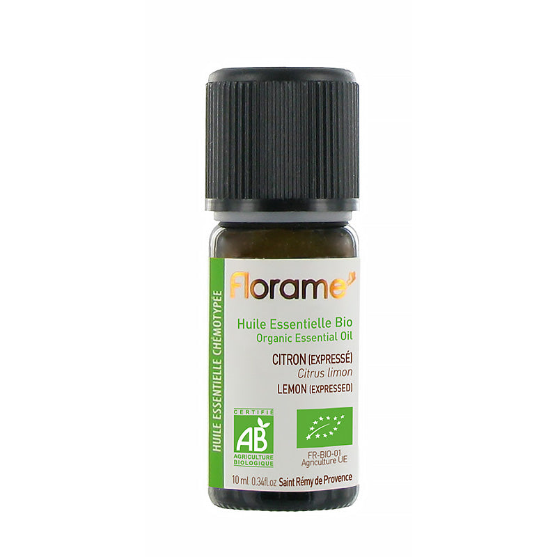 Huile essentielle bio de citron expressé de 10 ml de la marque Florame.