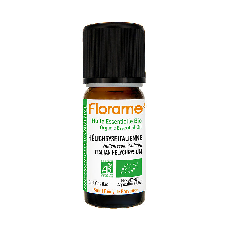 Huile essentielle bio d'Hélichryse italienne de la marque Florame.