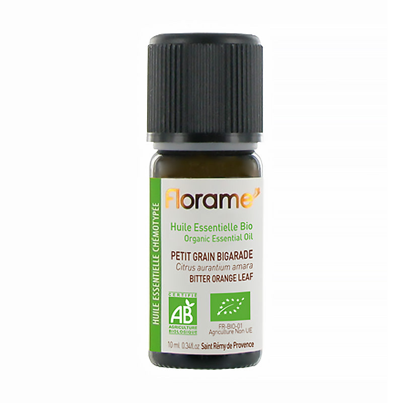 Huile essentielle bio de Petit Grain Bigarade de 10 ml de la marque Florame.