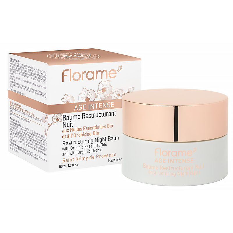Baume restructurant nuit certifié bio en pot de 50 ml de Florame.