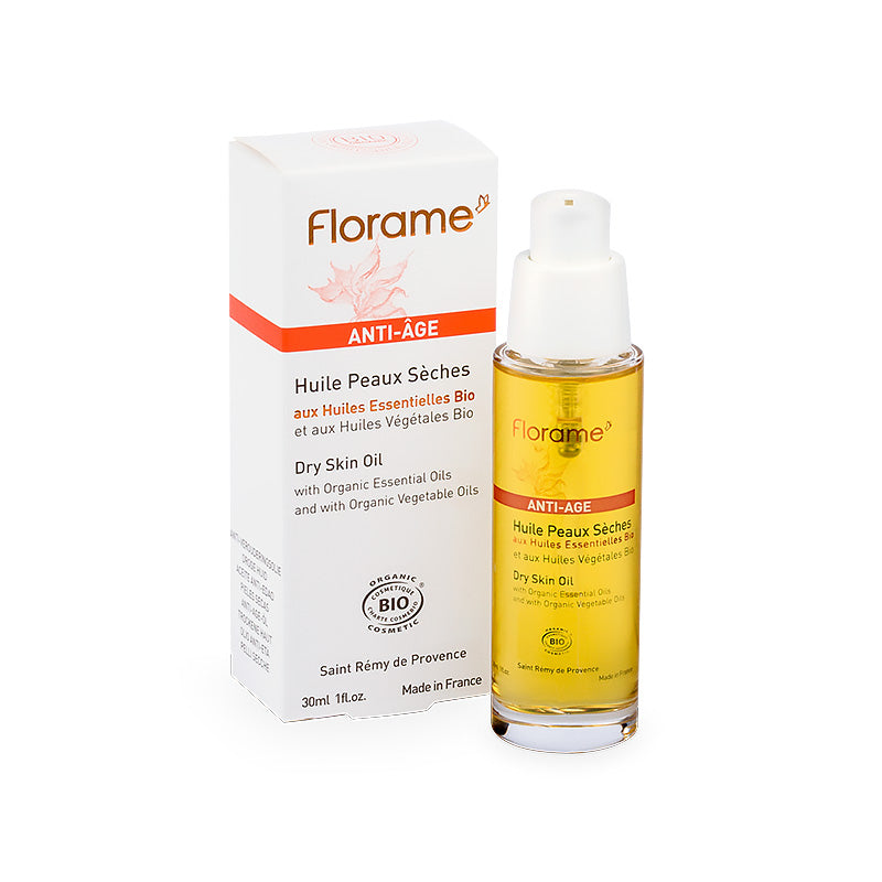 Huile anti-âge Peaux sèches certifiée bio de 30 ml de la marque Florame.