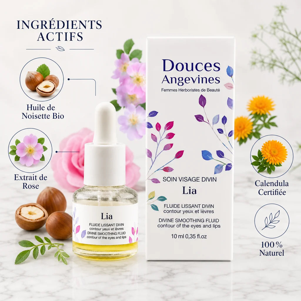 Fluide lissant yeux & lèvres Lia bio Douces Angevines avec ingrédients naturels