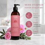 Gel douche Najel rose savon d'Alep bio avec guide d'utilisation et ingrédients naturels