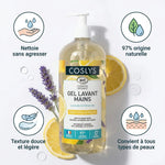 Gel lavant mains Coslys Lavande Citron bio avec bénéfices : nettoyage doux, 97% naturel, tous types peaux
